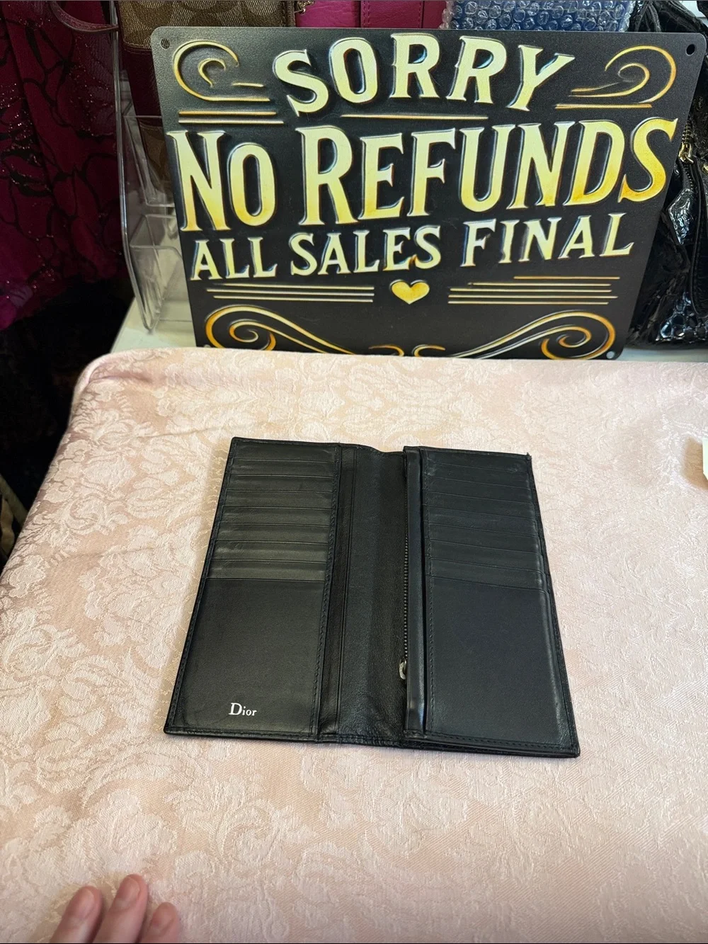 Dior Black Embossed Long Leather Wallet